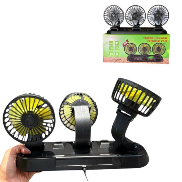 VENTILADOR TRIPLE PARA CARRO HY-4006A